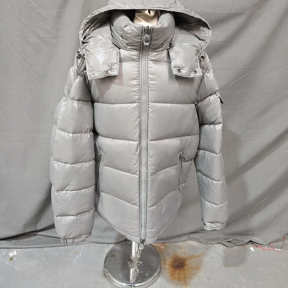 MONCLER HOODED DOWN JACKET - GREY, UK 5