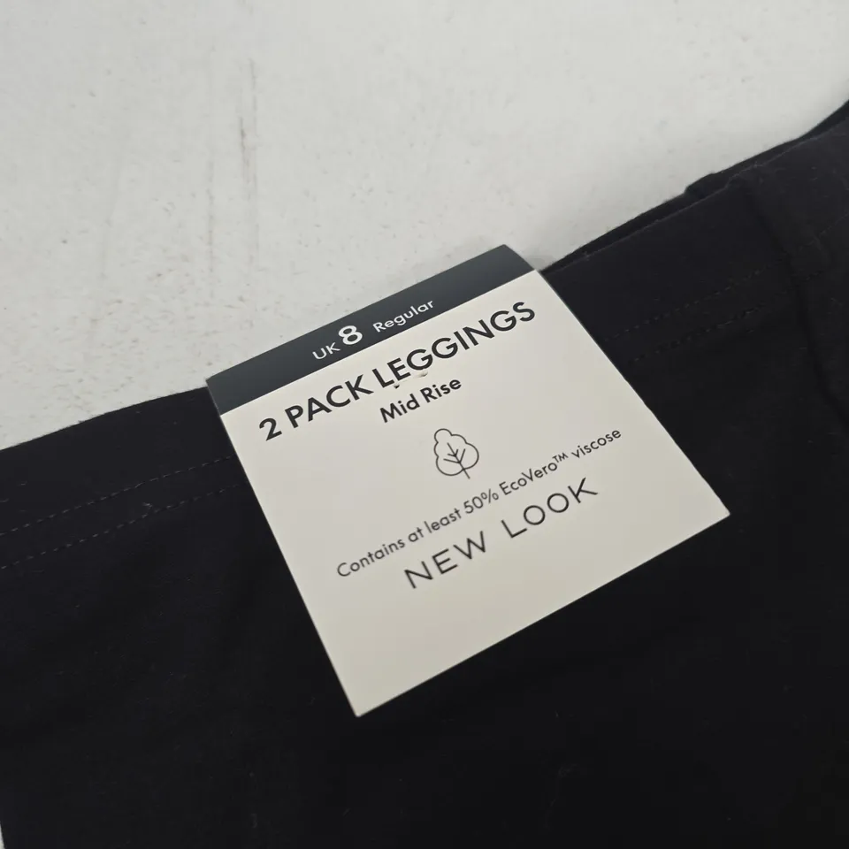 NEW LOOK WOMEN'S 2 PACK LEGGINGS – BLACK, UK 8 (EU 36) MID RISE