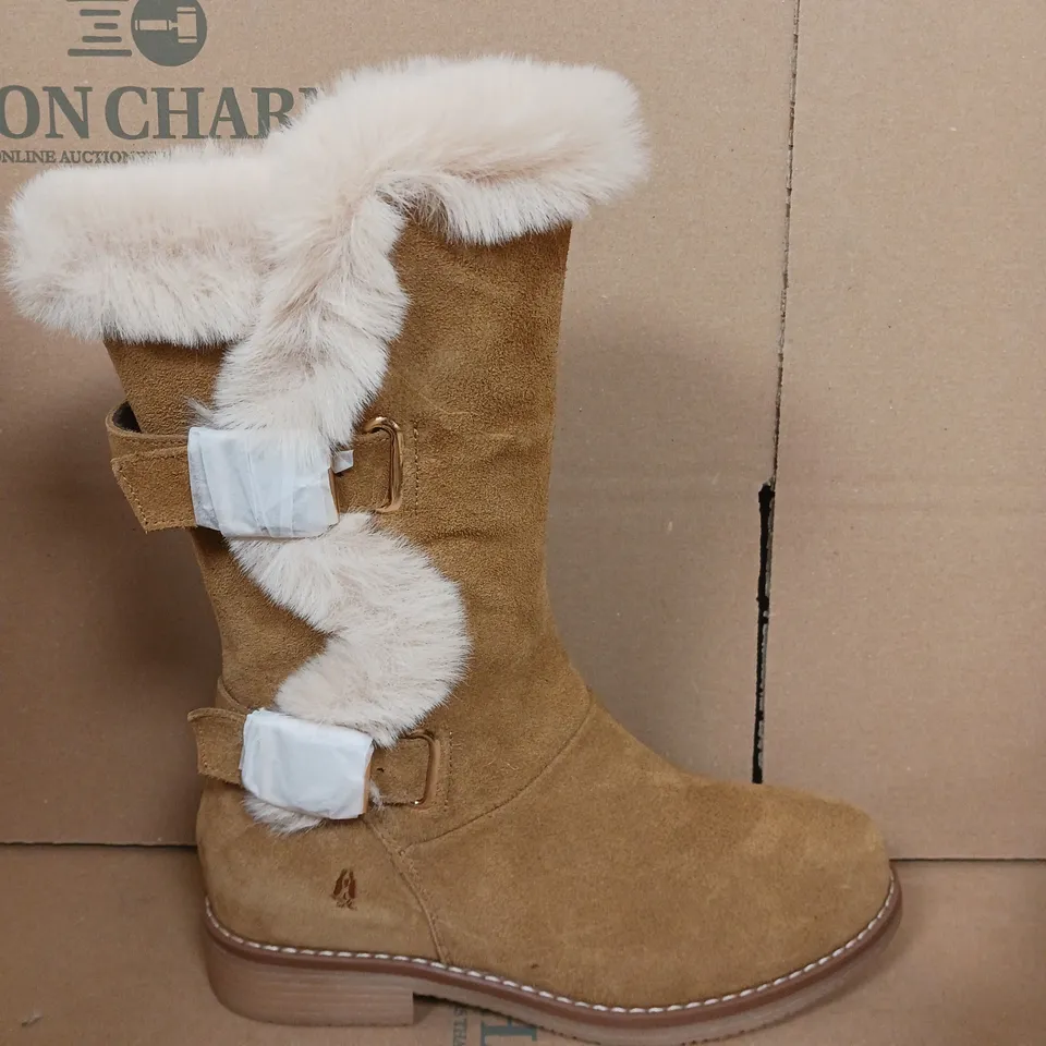 HUSH PUPPIES WIDE FITTING MEGAN CALF BOOT - TAN - SIZE 5 RRP £50.99