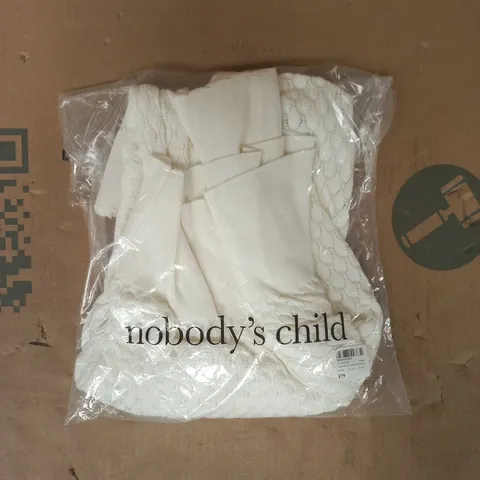 BAGGED NOBODY'S CHILD POINTELLE CREW NECK CARDIGAN IN WHITE SIZE MEDIUM