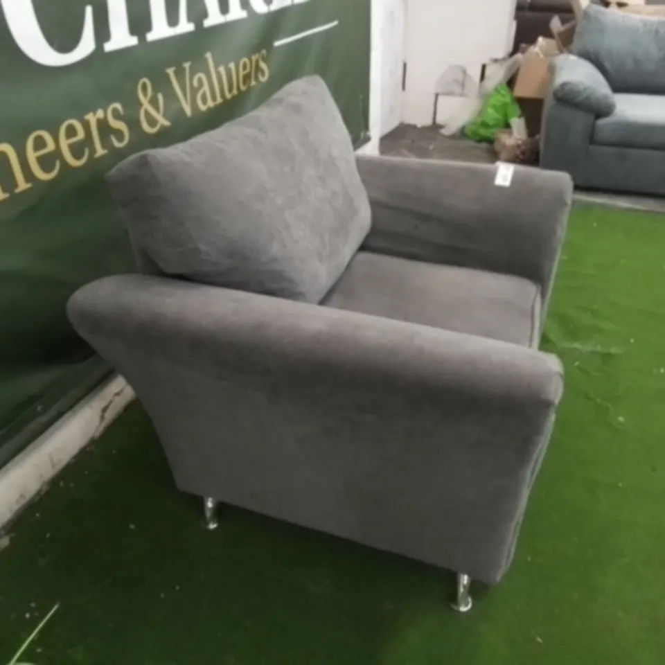 DESIGNER GREY FABRIC ARMCHAIR