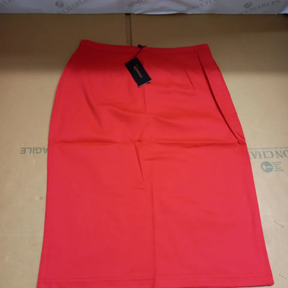 KINTSUGI WOMENS RED PENCIL SKIRT WITH HIDDEN VELCRO OPENING SIZE 14