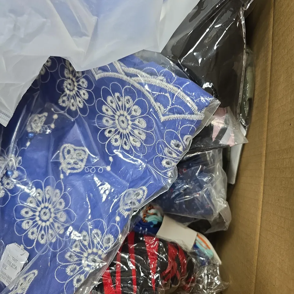 APPROX 20 ASSORTED ITEMS OF CLOTHING IN VARIOUS SIZES TO INCLUDE TOPS, JUMPERS, DRESSES, ETC