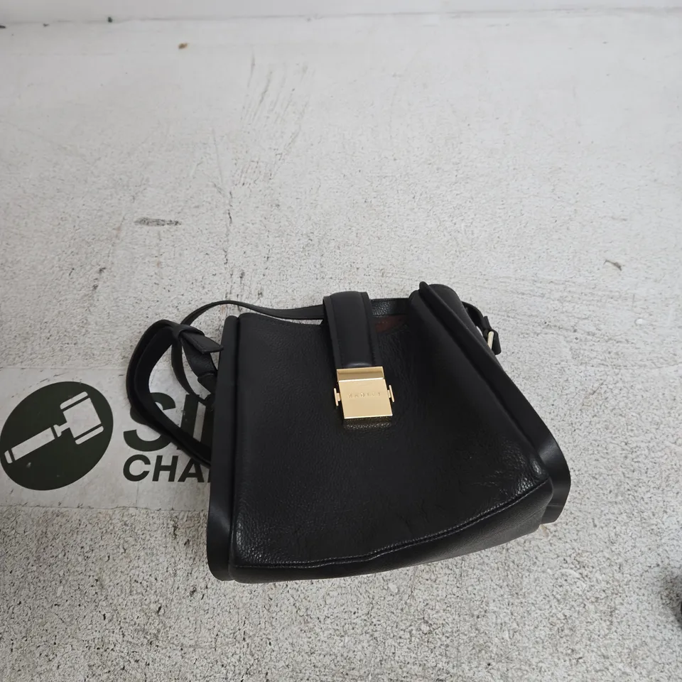 RADLEY BLACK PEBBLE-GRAIN LEATHER SHOULDER BAG WITH GOLD CLASP