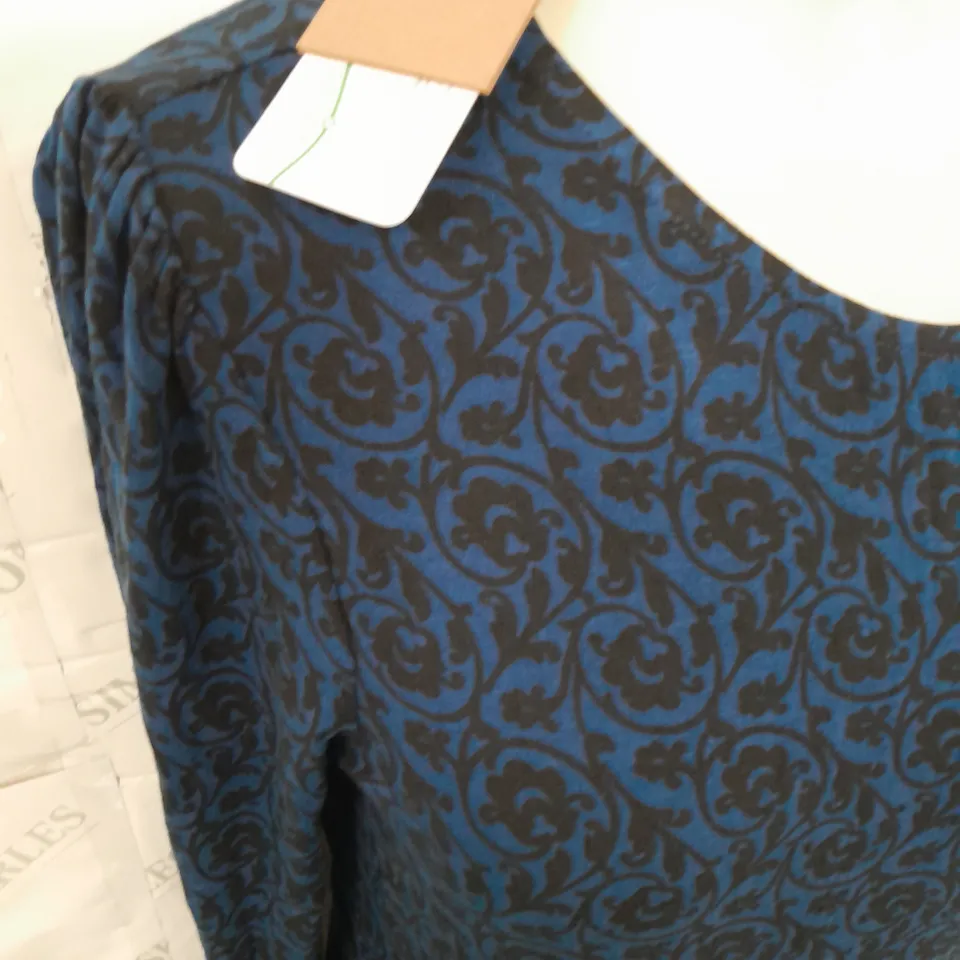 BODEN LONG SLEEVE JERSEY DRESS IN BLUE/BLACK - UK 14R