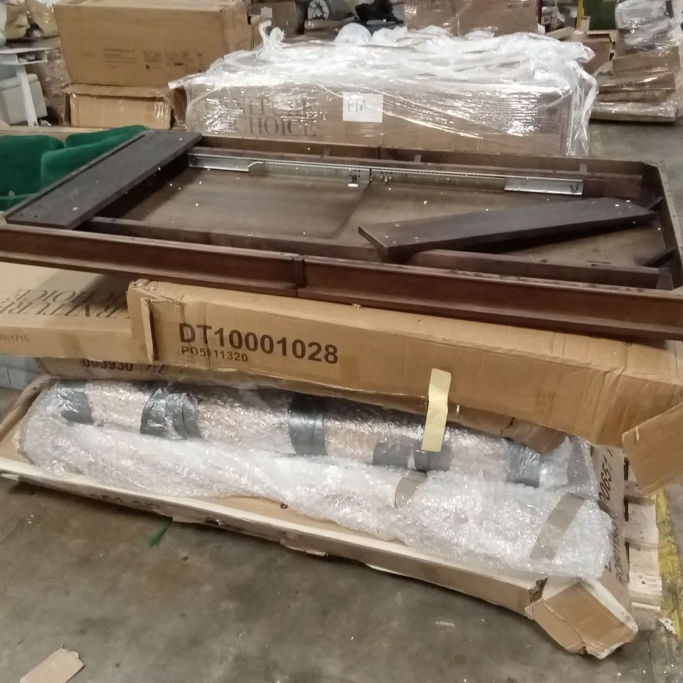 PALLET OF ASSORTED DESIGNER INCOMPLETE FLATPACK FURNITURE PARTS AND PIECES 