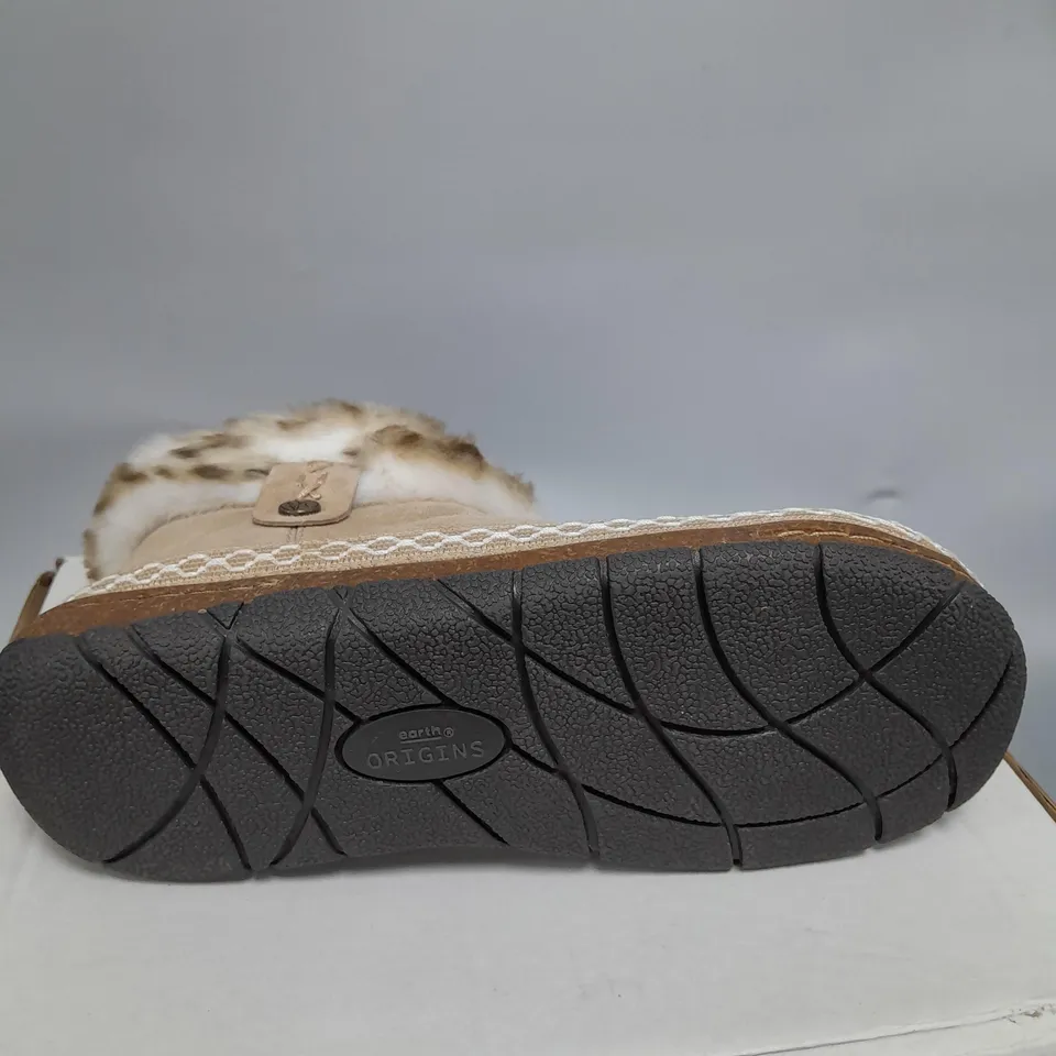 BOXED PAIR OF EARTH ORIGINS EMMALYN BEIGE BOOTIES - SIZE 5