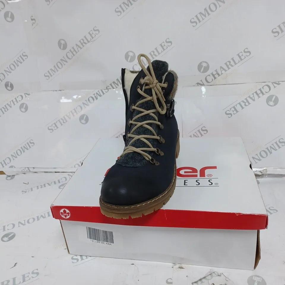 BOXED RIEKER BLUE CUFFED HIKING BOOTS- SIZE 6.5