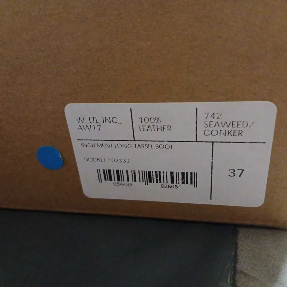 PENELOPE CHILVERS TASSEL BOOTS – OLIVE GREEN SUEDE KNEE-HIGH, UK4 (EU37) (PAIR)