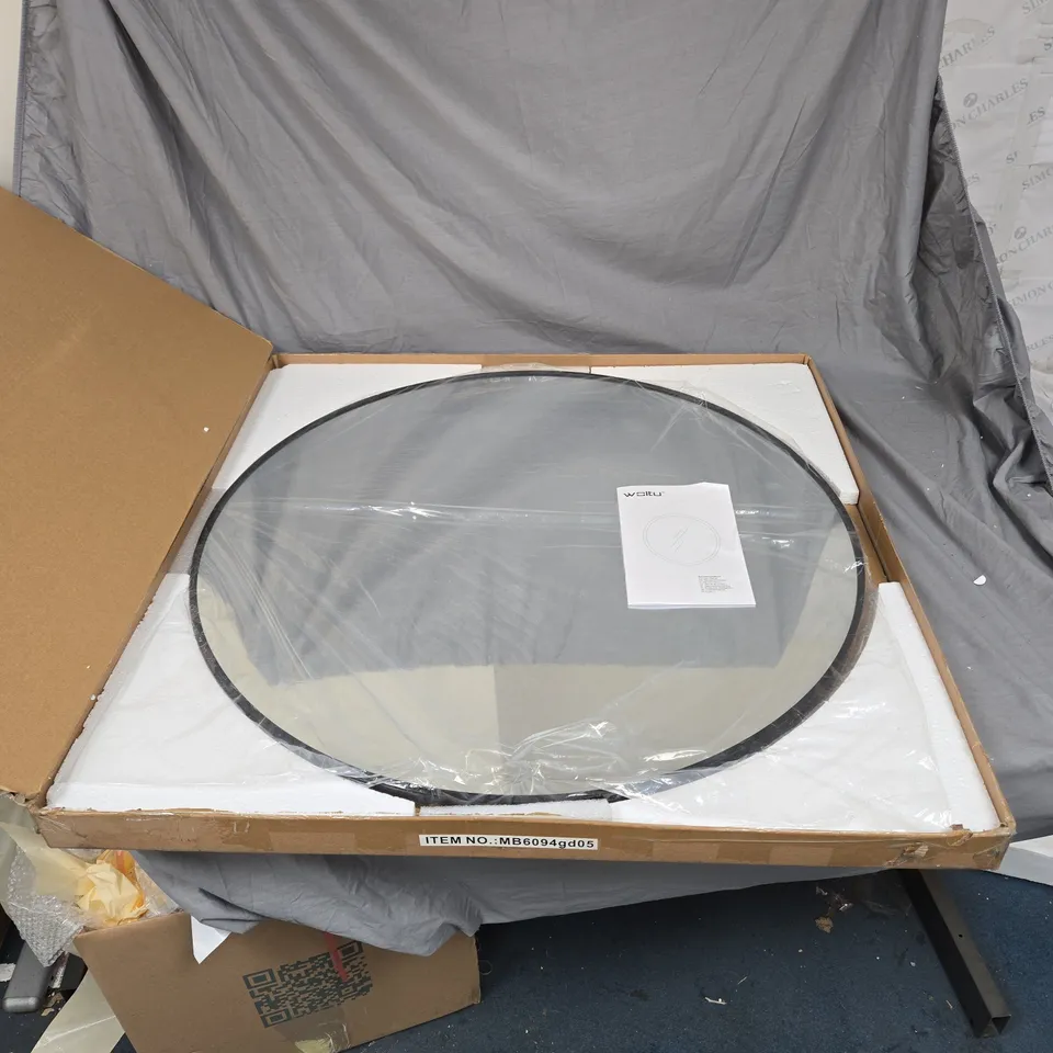 .LARGE ROUND WALL MIRROR WITH HANGING INSTRUCTIONS. 86 CM WIDTH