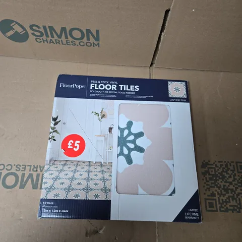 FLOORPOPS PEEL & STICK VINYL FLOOR TILES – DAPHNE PINK, 12 X 12 IN, 10 TILES