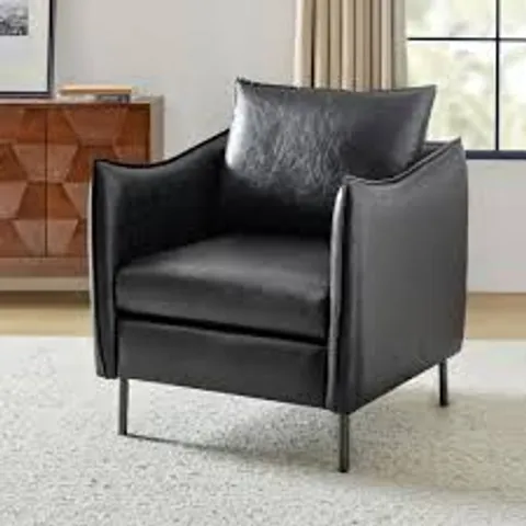 BOXED LEATHER CHAIR - BLACK (1 BOX)