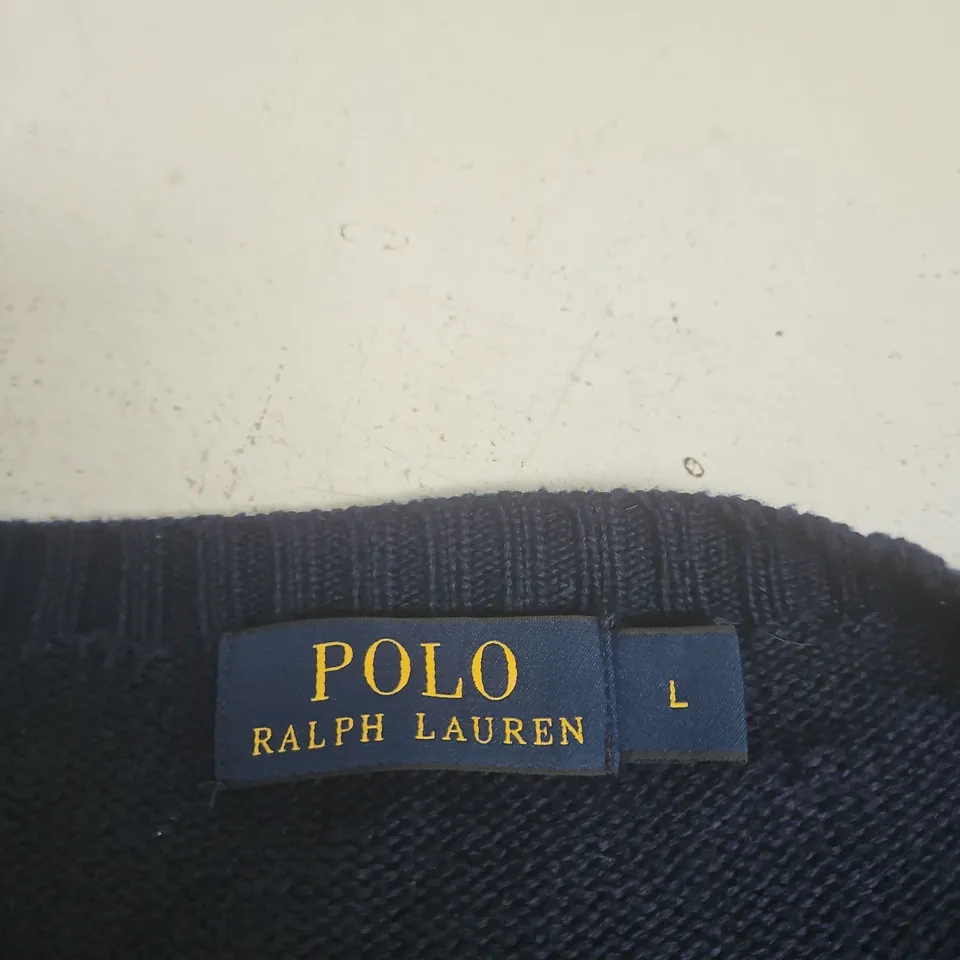 POLO RALPH LAUREN NAVY KNIT SWEATER – SIZE L (MEN'S)