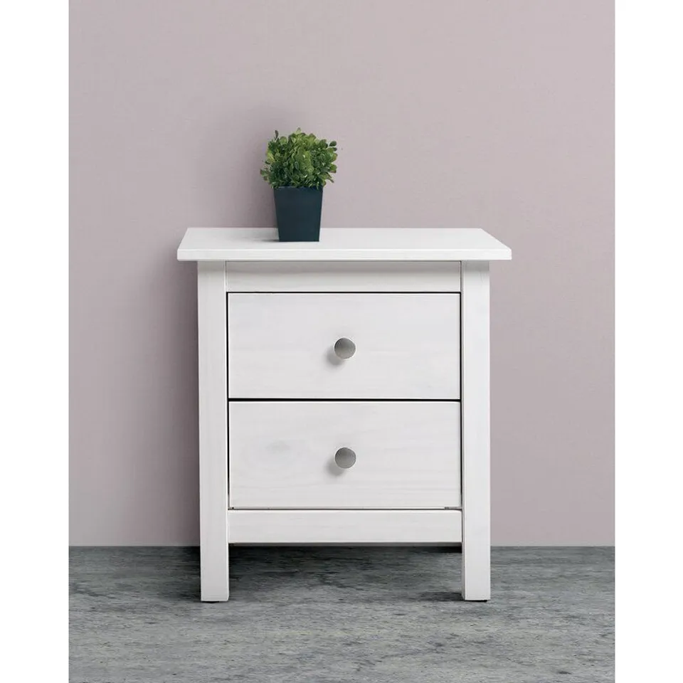 BOXED HIGH SPRINGS 2 DRAWER BEDSIDE TABLE (1 BOX)