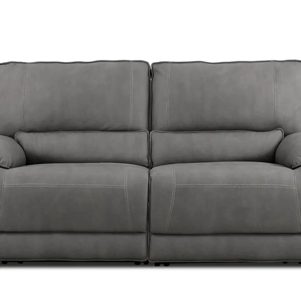 QUALITY DESIGNER STUDIO 2 SEATER POWER RECLINER SOFA SILVER FABRIC 