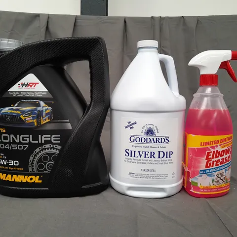 FOUR ASSORTED LIQUID ITEMS TO INCLUDE 7715 LONGLIFE MANNOL, GODDARD'S SILVER DIP, ELBOW GREASE, ETC - COLLECTION ONLY