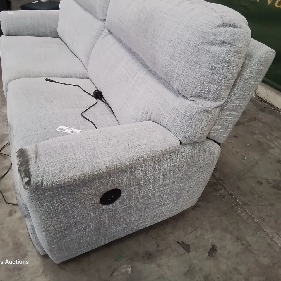 QUALITY BRITISH DESIGNER & MANUFACTURED G PLAN WATSON POWER RECLINING THREE SEATER SOFA BEACH DUCK EGG FABRIC 