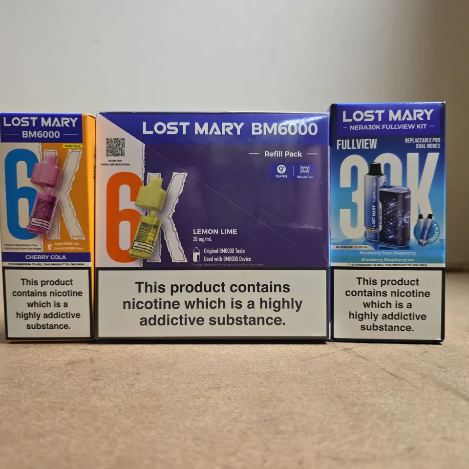 APPROXIMATELY 10 ASSORTED E-CIGARETTE AND VAPE PRODUCTS TO INCLUDE LOST MARY, ETC - COLLECTION ONLY