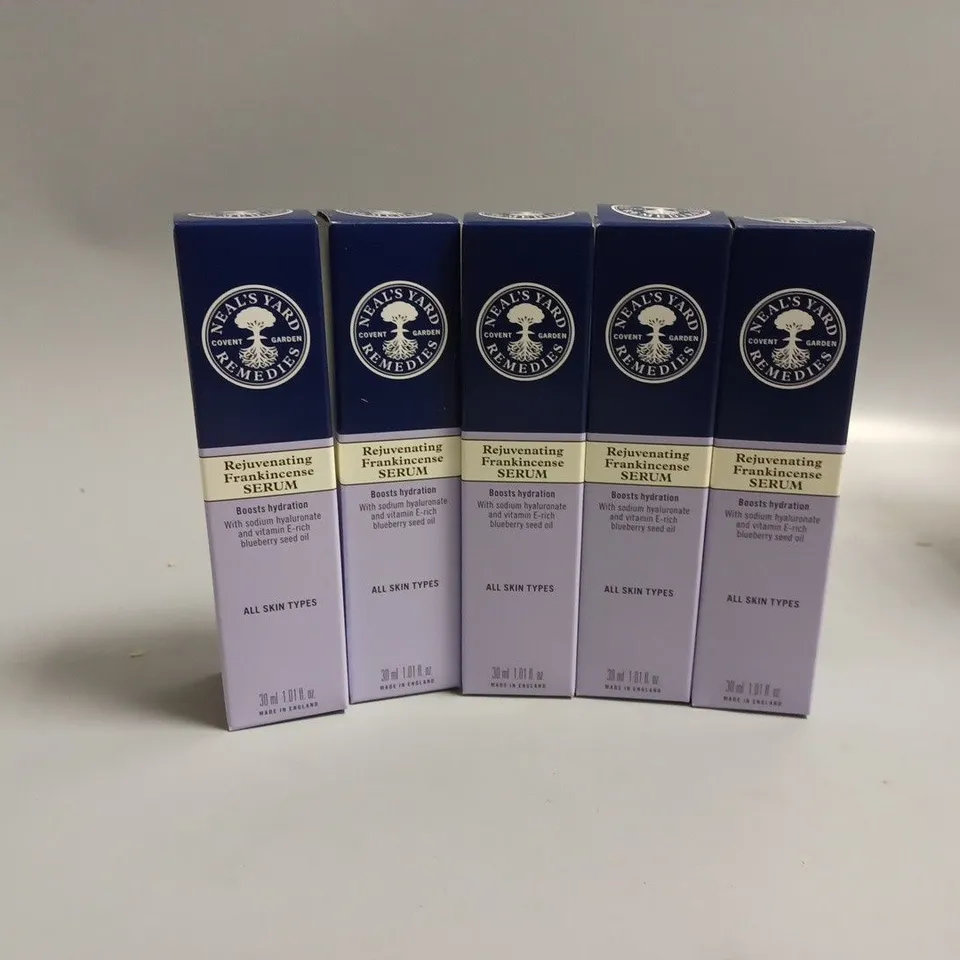 5 BOXED NEAL'S YARD REMEDIES REJUVENATING FRANKINCENSE SERUM 30ML 