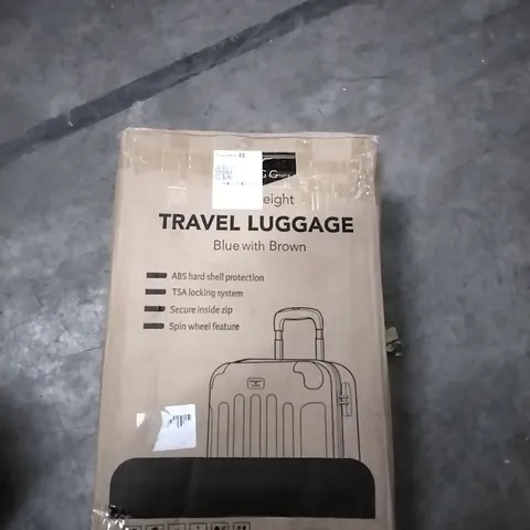 BOXED LUGG LIGHTWEIGHT TRAVEL LUGGAGE CASE - BLUE & BROWN