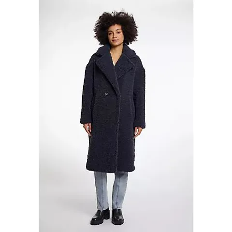 RINO & PELLE ELICIA DOUBLE BREASTED TEDDY COAT NIGHT GREY SIZE 40