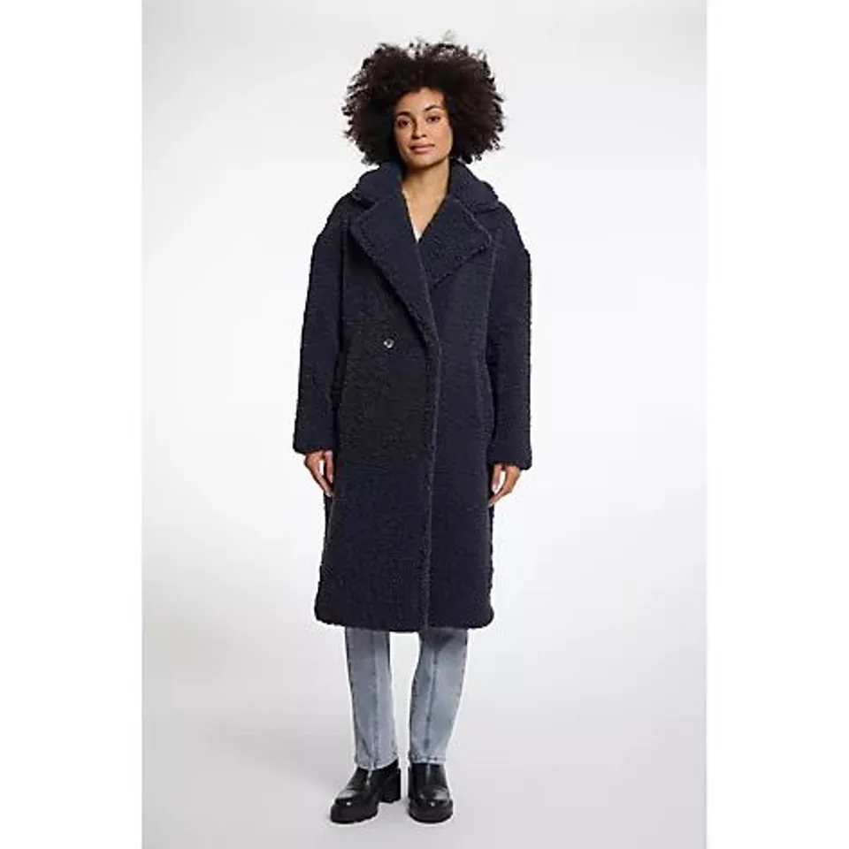 RINO & PELLE ELICIA DOUBLE BREASTED TEDDY COAT NIGHT GREY SIZE 40