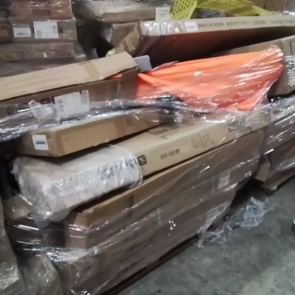 PALLET OF ASSORTED HOUSEHOLD GOODS AND PRODUCTS TO INCLUDE;PARASOL,PUMP,CELLULITE MASSAGER 