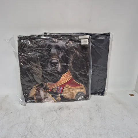 LOT OF 16 AS NEW TOP DOG BLACK LAB THEMED FILLED CUSHIONS - 45X45CM