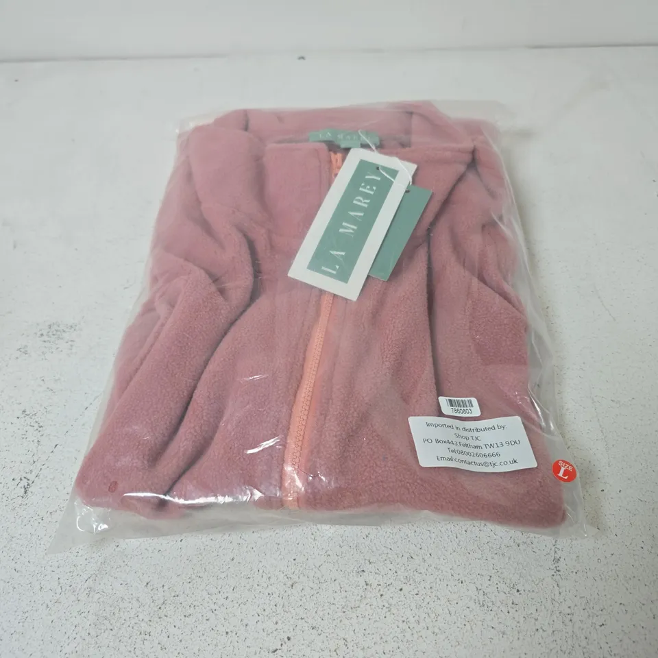 LA MAREY CORAL RED FLEECE JACKET - SIZE XL