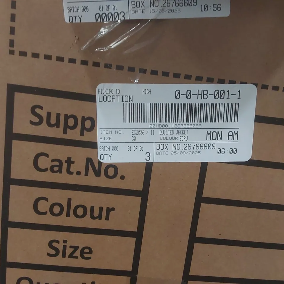BOX CONTAINING APPROXIMATELY 3x BRAND NEW SIMPLY BE ECRU QUILTED JACKETS - SIZE 30