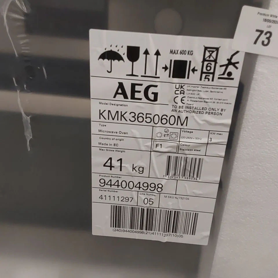 AEG KMK365060M BUILT IN MICROWAVE, STAINLESS STEEL