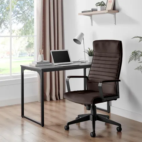 BOXED CENTRO BROWN VELVET RECLINING OFFICE CHAIR