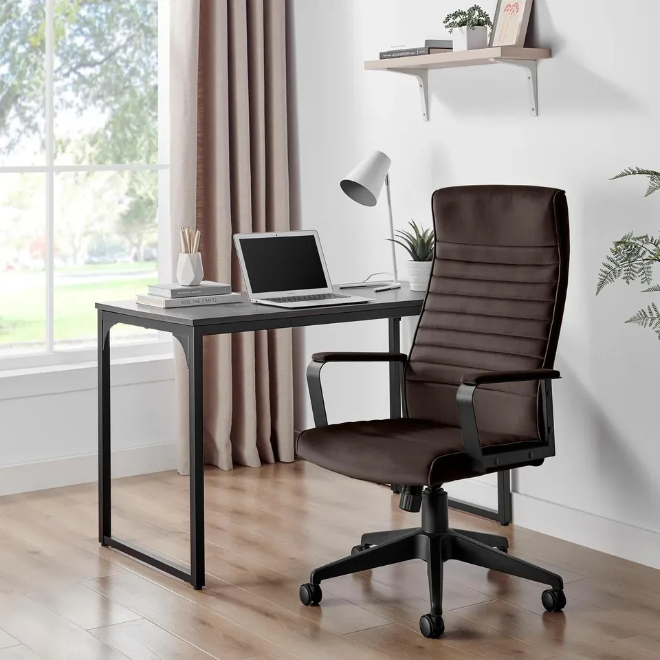 BOXED CENTRO BROWN VELVET RECLINING OFFICE CHAIR