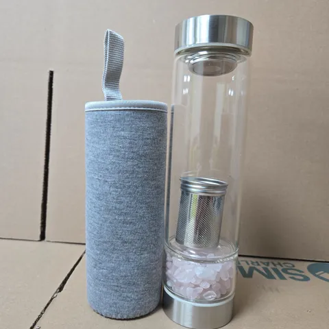 BOXED SOUL SMART WATER BOTTLE WITH CRYSTAL STONES AND TEA INFUSER