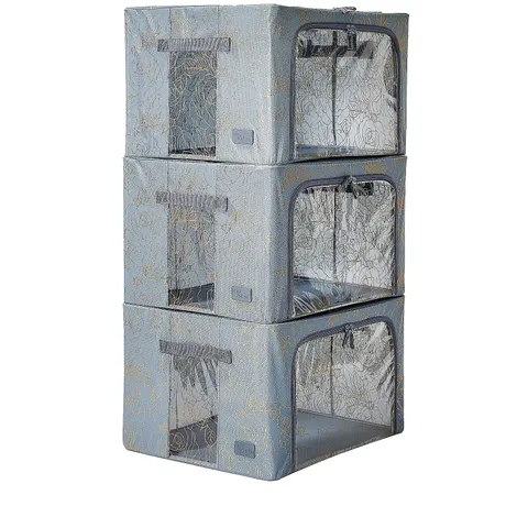 PERIEA SET OF 3 CLASSIC STORAGE BOXES WITH PRINTED WINDOWS