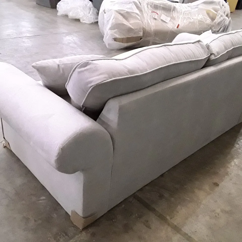 QUALITY DESIGNER 3 SEATER SOFA - LIGHT GREY FABRIC 