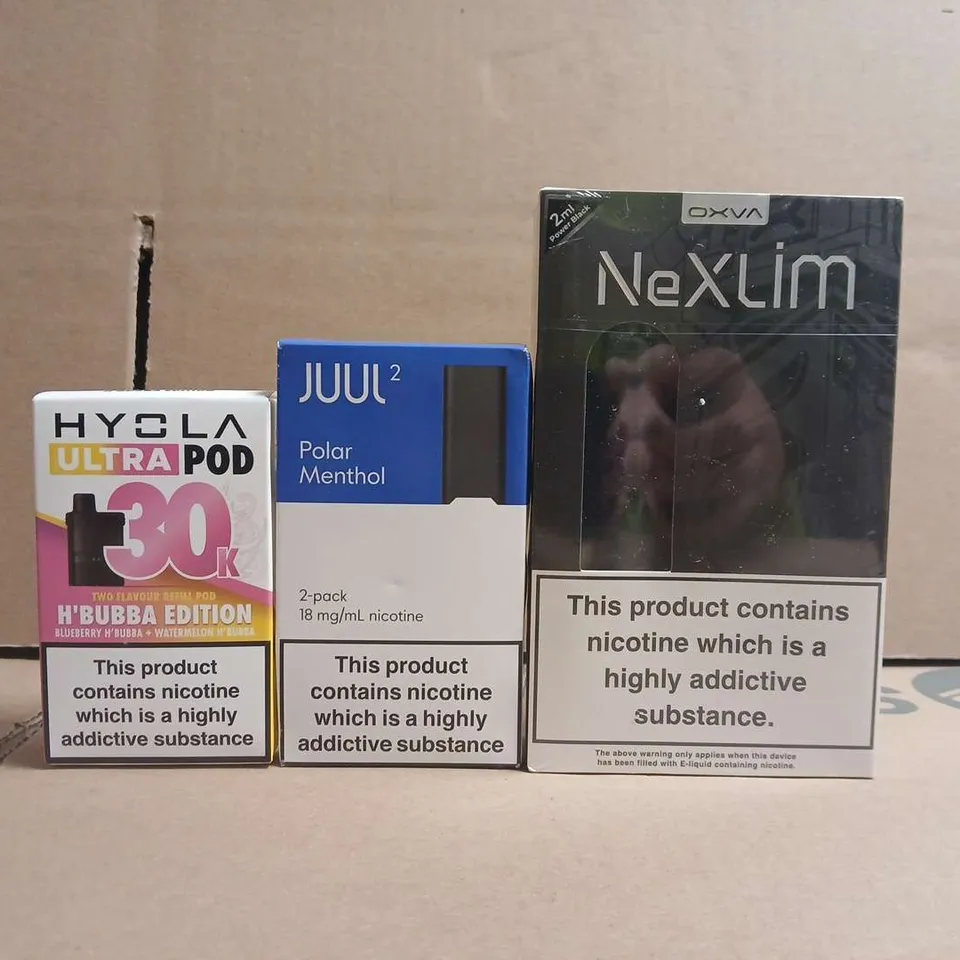APPROXIAMTELY 15 ASSORTED VAPING PRODUCTS TO INCLUDE OXVA, HYOLA, ETC - COLLECTION ONLY