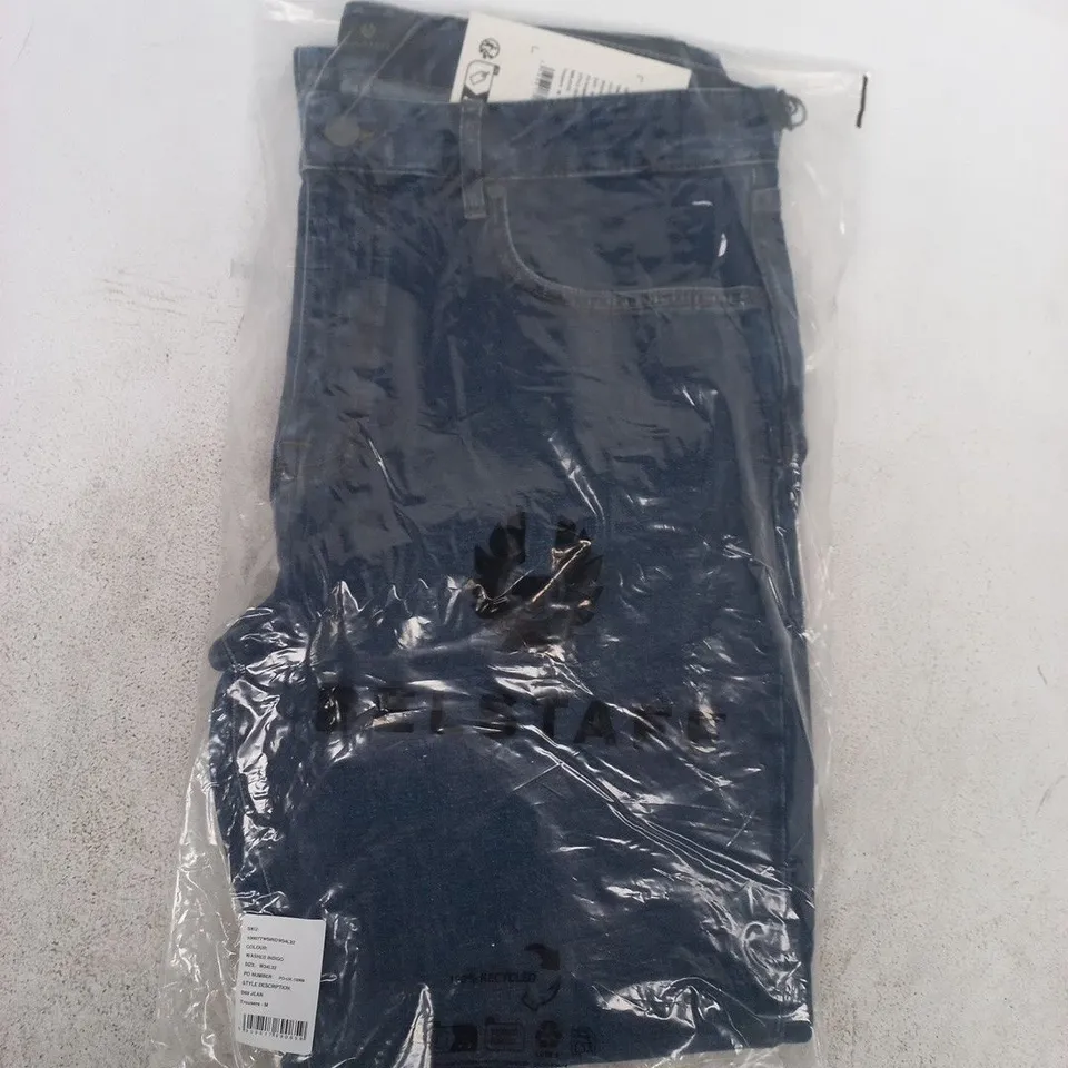 BAGGED BELSTAFF JEAN TROUSERS IN WASHED INDIGO SIZE MEDIUM