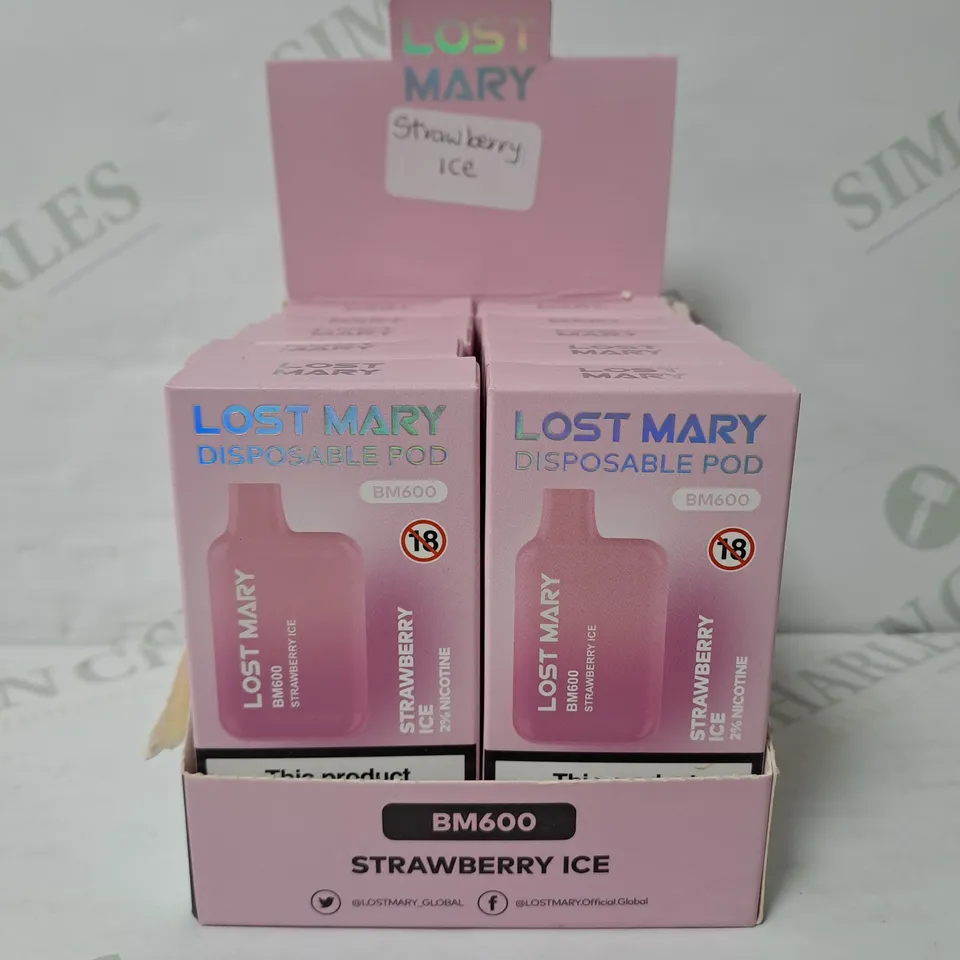 BOX OF 10 LOST MARY DISPOSABLE POD STRAWBERRY ICE