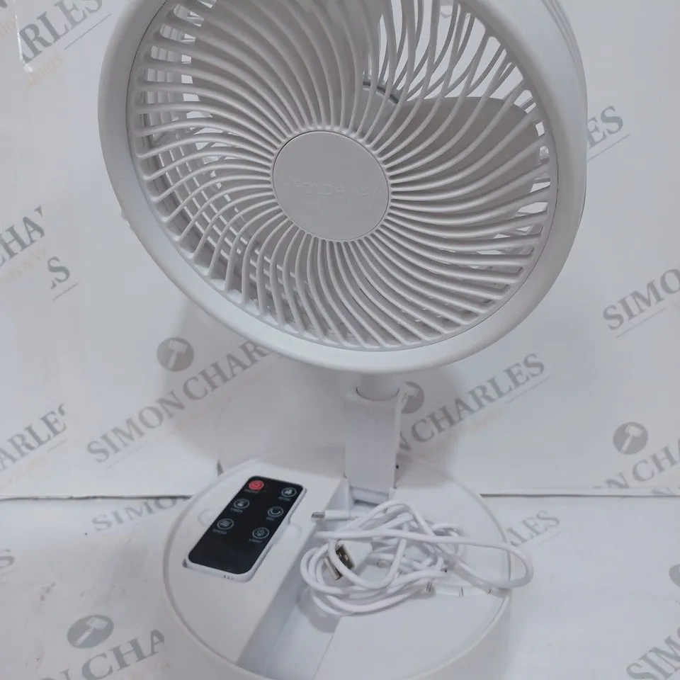 BELL & HOWELL OSCILLATING FOLDING RECHARGEABLE FAN, WHITE