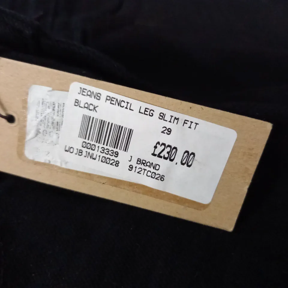 BRAND NEW J BRAND PENCIL LEG SLIM FIT JEANS IN BLACK - 29