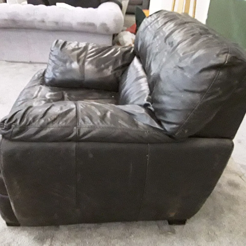 QUALITY DESIGNER ARMCHAIR - DARK BROWN LEATHER 