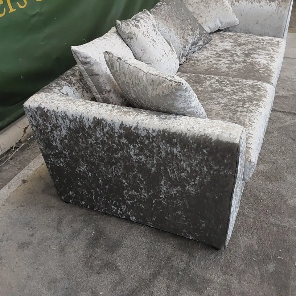 DESIGNER 3-SEATER CRUSHED VELVET SILVER SOFA