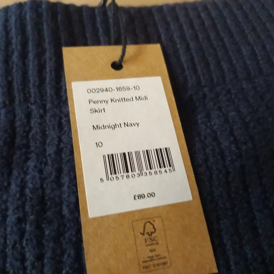 HUSH PENNY KNITTED MIDI SKIRT IN NAVY - 10