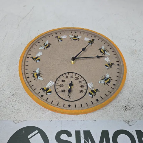BOXED BEEZ WALL CLOCK AND THERMOMETER
