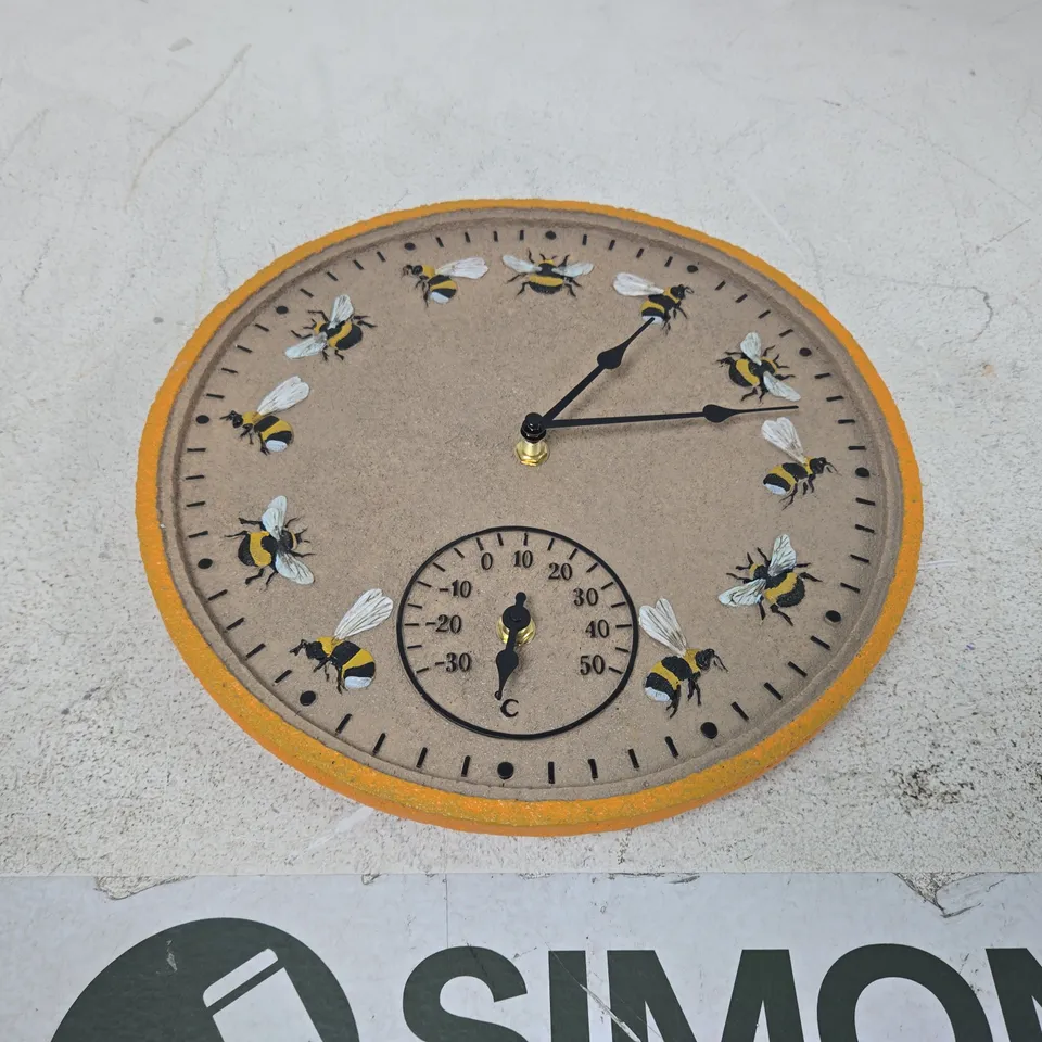 BOXED BEEZ WALL CLOCK AND THERMOMETER