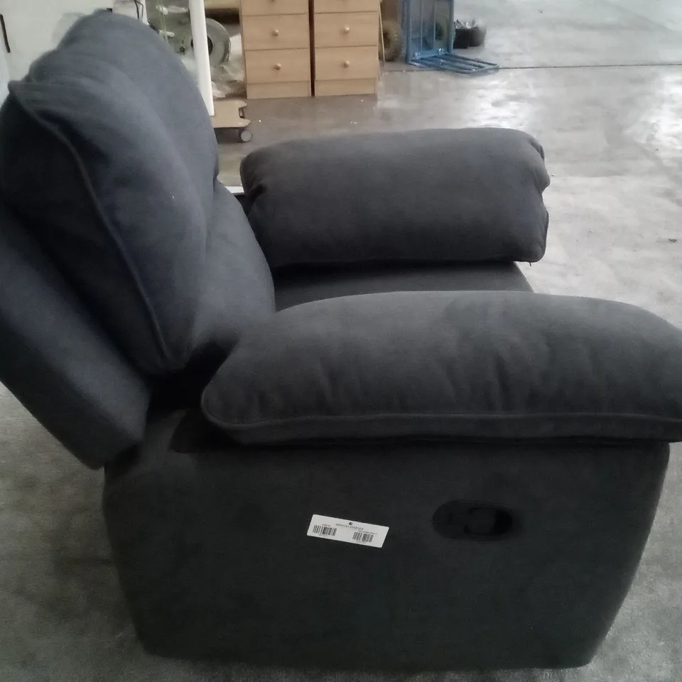 QUALITY DESIGNER MANUAL RECLINER ARMCHAIR - CHARCOAL FABRIC 