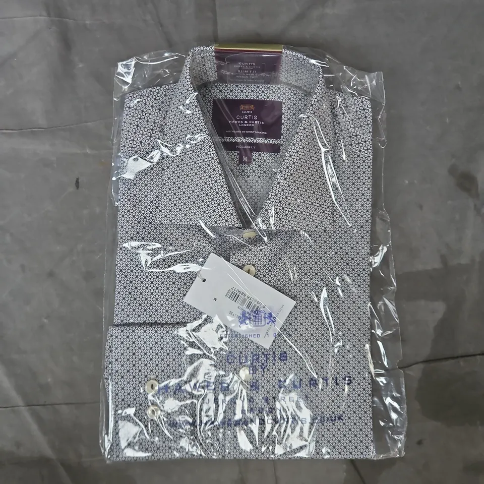 BAGGED HAWES & CURTIS PICCADILLY SHIRT IN NAVY/WHITE SIZE MEDIUM