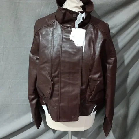 MICHELLE KEEGAN FAUX EATHER JACKET IN BROWN – WOMEN'S, UK 8