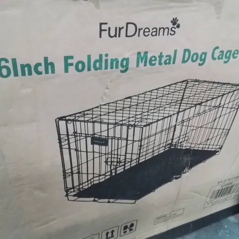 BOXED FURDREAMS 36 INCH FOLDING METAL DOG CAGE